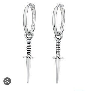 STUDS Silver dagger hoop huggie earring